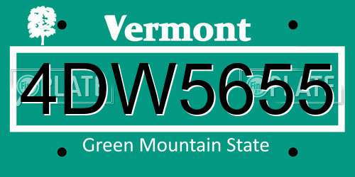 4DW5655 Vermont License Plate