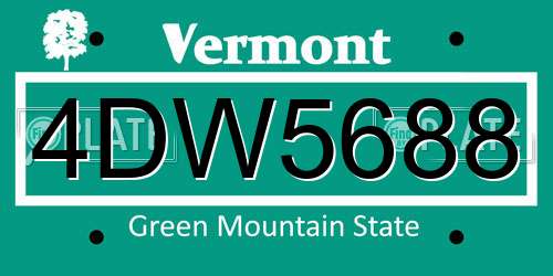 4DW5688 Vermont License Plate