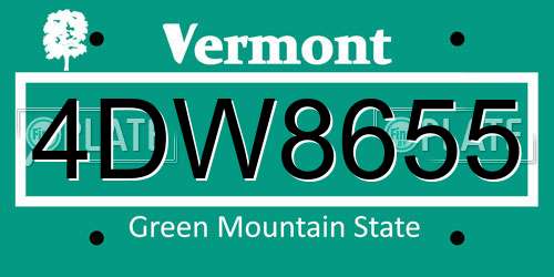 4DW8655 Vermont License Plate