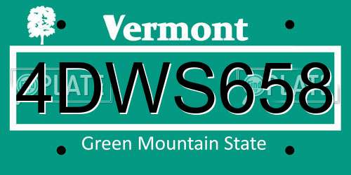 4DWS658 Vermont License Plate