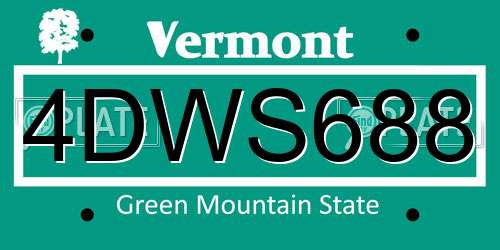 4DWS688 Vermont License Plate