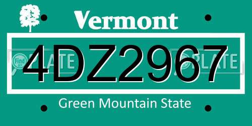 4DZ2967 Vermont License Plate