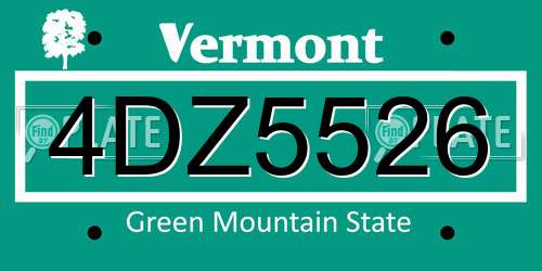 4DZ5526 Vermont License Plate