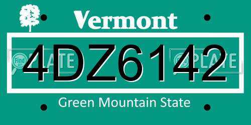 4DZ6142 Vermont License Plate