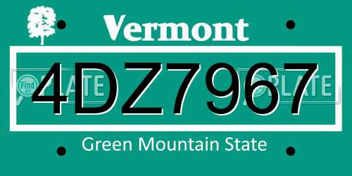 4DZ7967 Vermont License Plate