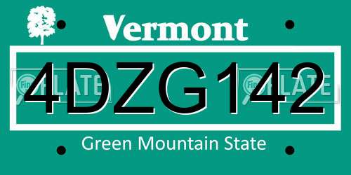 4DZG142 Vermont License Plate