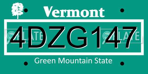4DZG147 Vermont License Plate
