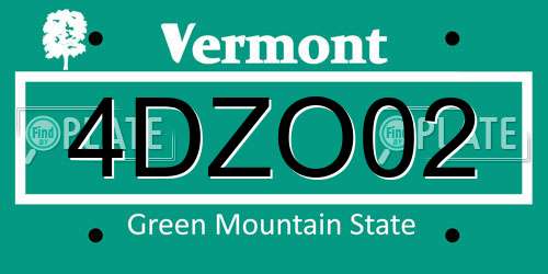 4DZO02 Vermont License Plate
