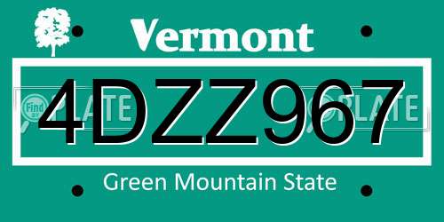 4DZZ967 Vermont License Plate