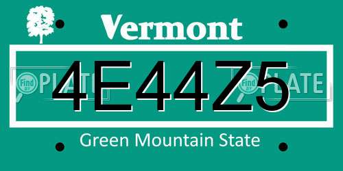 4E44Z5 Vermont License Plate