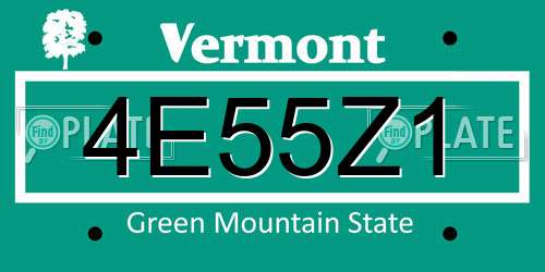 4E55Z1 Vermont License Plate