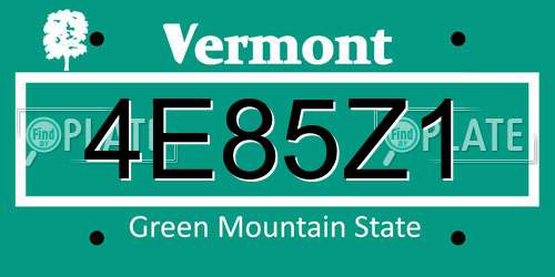 4E85Z1 Vermont License Plate