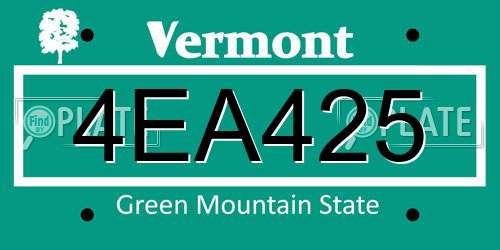 4EA425 Vermont License Plate
