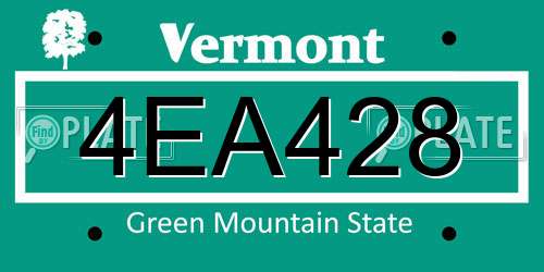 4EA428 Vermont License Plate