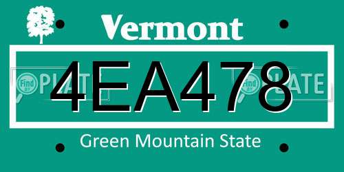 4EA478 Vermont License Plate