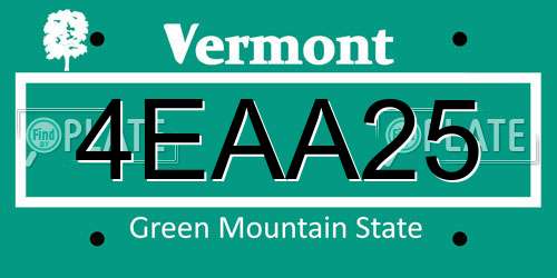 4EAA25 Vermont License Plate