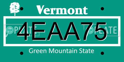 4EAA75 Vermont License Plate