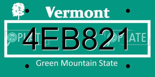 4EB821 Vermont License Plate