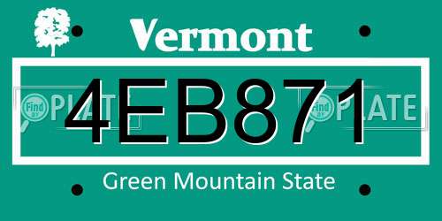4EB871 Vermont License Plate