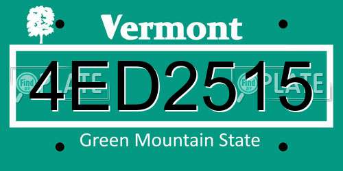 4ED2515 Vermont License Plate