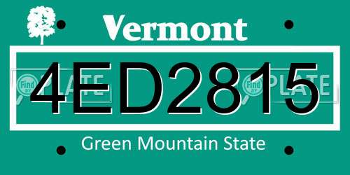 4ED2815 Vermont License Plate