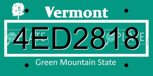 4ED2818 Vermont License Plate