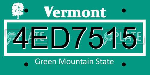 4ED7515 Vermont License Plate