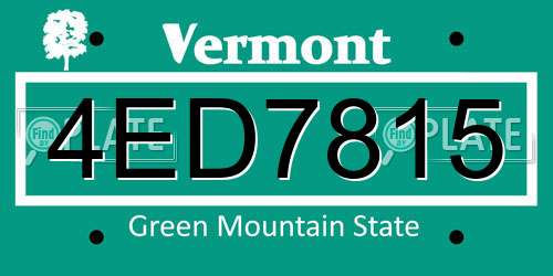 4ED7815 Vermont License Plate