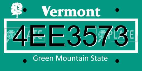4EE3573 Vermont License Plate