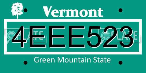 4EEE523 Vermont License Plate
