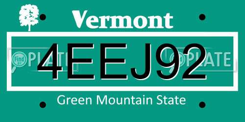 4EEJ92 Vermont License Plate