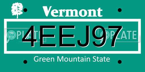 4EEJ97 Vermont License Plate