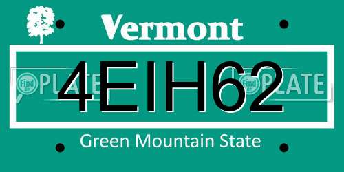 4EIH62 Vermont License Plate