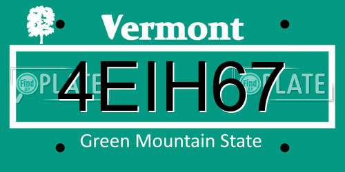 4EIH67 Vermont License Plate