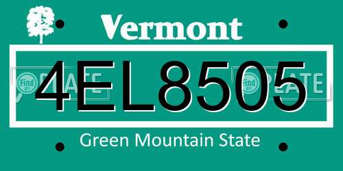 4EL8505 Vermont License Plate