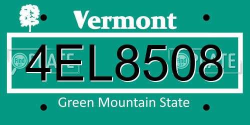4EL8508 Vermont License Plate