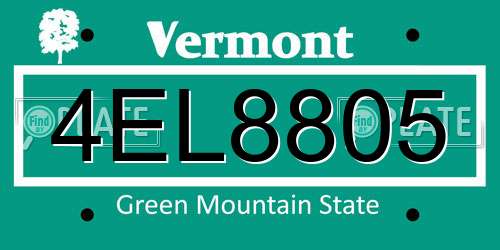 4EL8805 Vermont License Plate