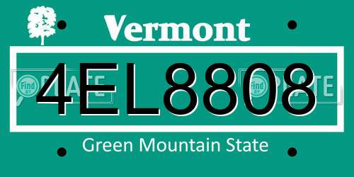 4EL8808 Vermont License Plate