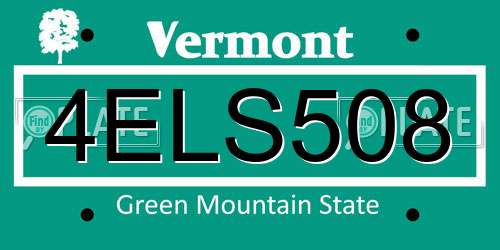 4ELS508 Vermont License Plate