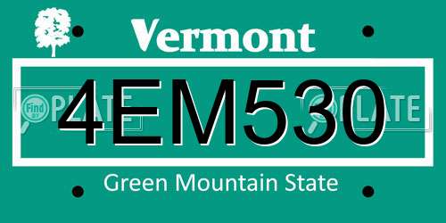 4EM530 Vermont License Plate