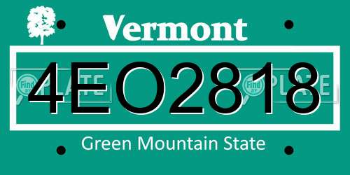 4EO2818 Vermont License Plate