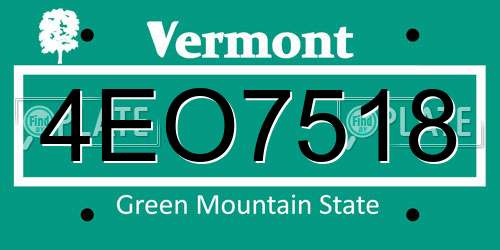4EO7518 Vermont License Plate