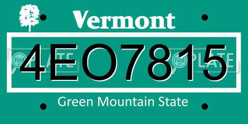 4EO7815 Vermont License Plate