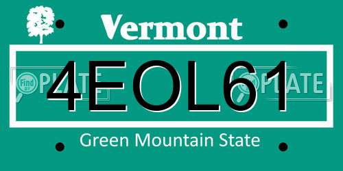 4EOL61 Vermont License Plate