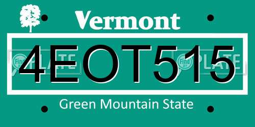4EOT515 Vermont License Plate