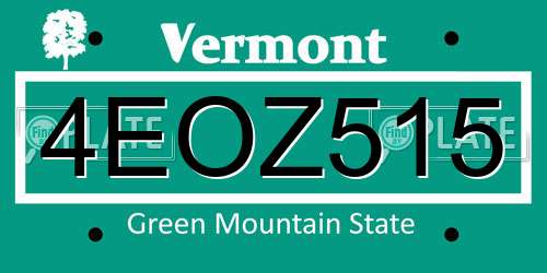 4EOZ515 Vermont License Plate