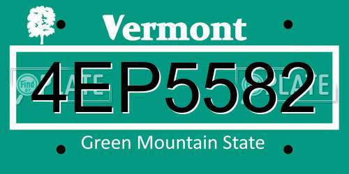 4EP5582 Vermont License Plate