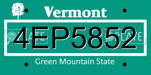 4EP5852 Vermont License Plate