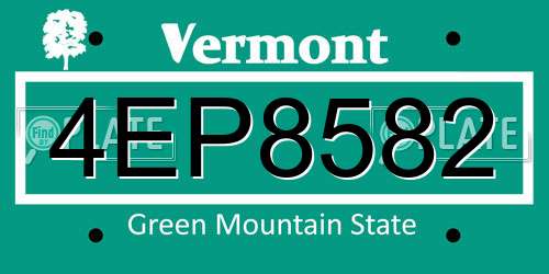 4EP8582 Vermont License Plate