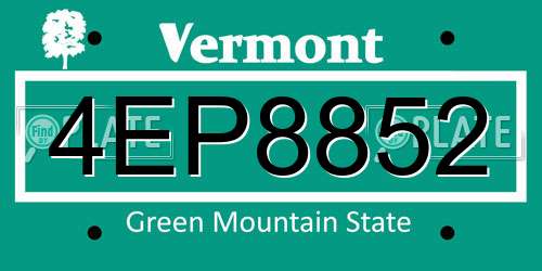 4EP8852 Vermont License Plate